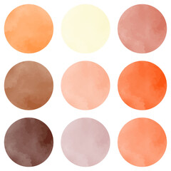 きれいで使いやすい水彩風の円　セット　赤　ピンク