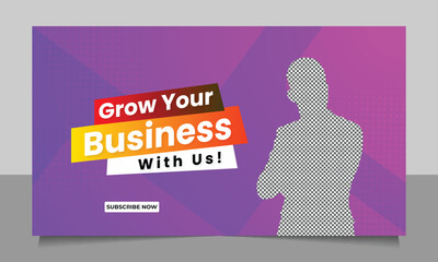 Naklejka premium Corporate Business YouTube Thumbnail or Editable Creative Video Thumbnail for video cover template.