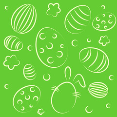 Easter holiday Easter egg Easter card Vector illustration Decorated eggs Background green with easter eggs