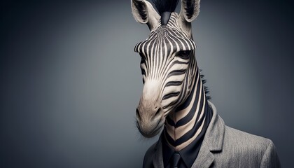 Fototapeta na wymiar portrait of a Grevys Zebra in a business suit, ready for action