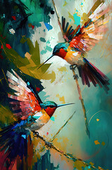 Birds with a beautiful background of nature. Generative AI.
