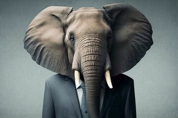 Obraz premium Portrait of a African Elephant in a business suit ready for action.