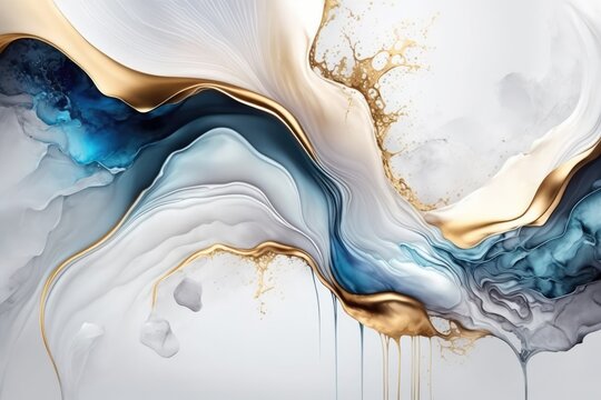 abstract background alcohol ink blue and gold