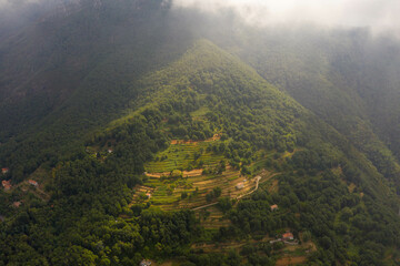 Drone photography of small italian mountain village