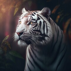 Tiger in seinem natürlichen Lebensraum, moody, Wildtier Portrait, magisches Bokeh
erstellt durch generative AI
