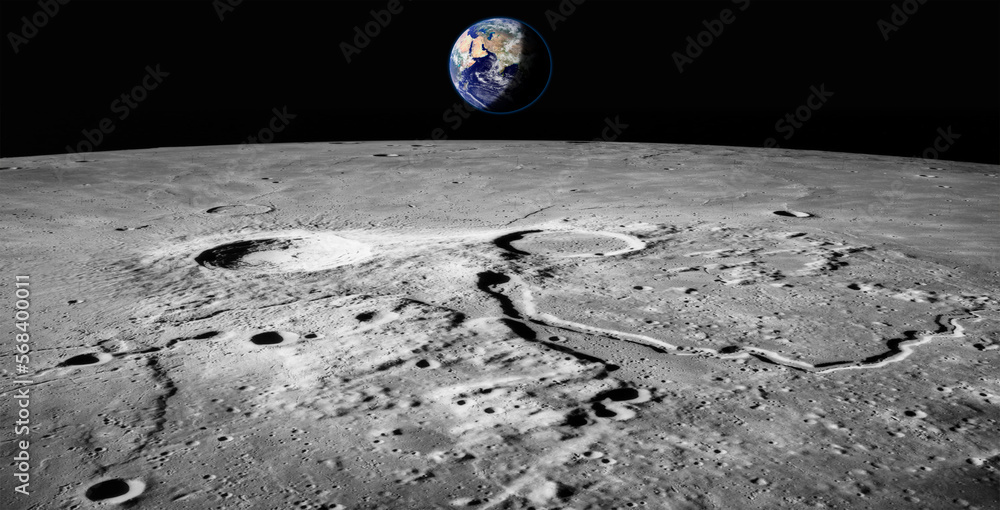 Poster the earth as seen from the surface of the moon 