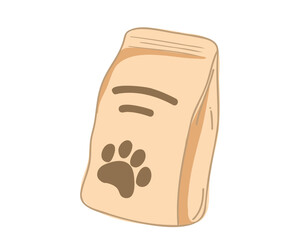 Food package for cats and dogs. Flat vector illustration