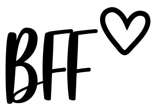 Letras de la palabra BFF con coraz&oacute;n. Best friends forever