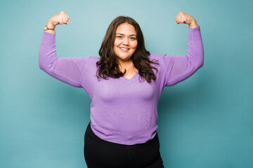 Fototapeta premium Powerful obese woman promoting body positivity