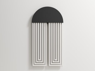 Minimal template with primitive black and white shapes. 3d render, abstract geometric composition. Trendy abstract aestetic background for presentation, logo, web design.