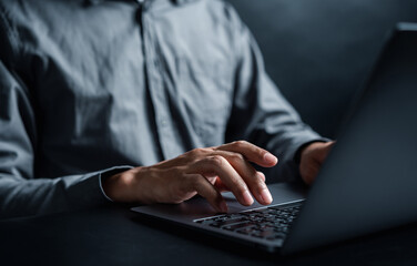 Businessman working laptop. stock business Business growth, progress or success. Businessman use...