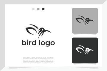 bird logo vector in black and white style. suitable for businesses, animal buying and selling companies, and others. can also be used as a logo, icon, brand, mascot, and tattoo