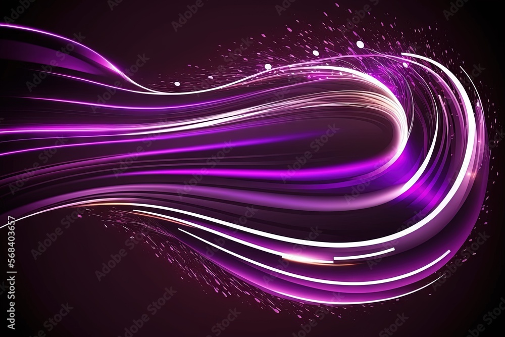 Poster a purple abstract background with lines and bubbles on a black background with a place for text or a