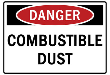 Combustible dust warning sign and labels