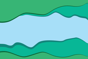 geometric banner with wavy lines in green colors