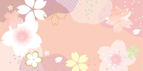 桜　おしゃれな春の背景イラスト