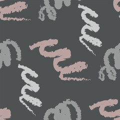Abstract seamless pattern with swirls, ribbons on a gray background.