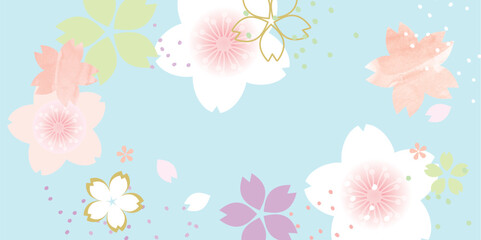 桜　おしゃれな春の背景イラスト
