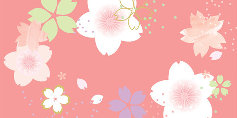 桜　おしゃれな春の背景イラスト