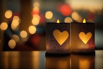 Love candles, romantic atmosphere, st. Valentsine's day