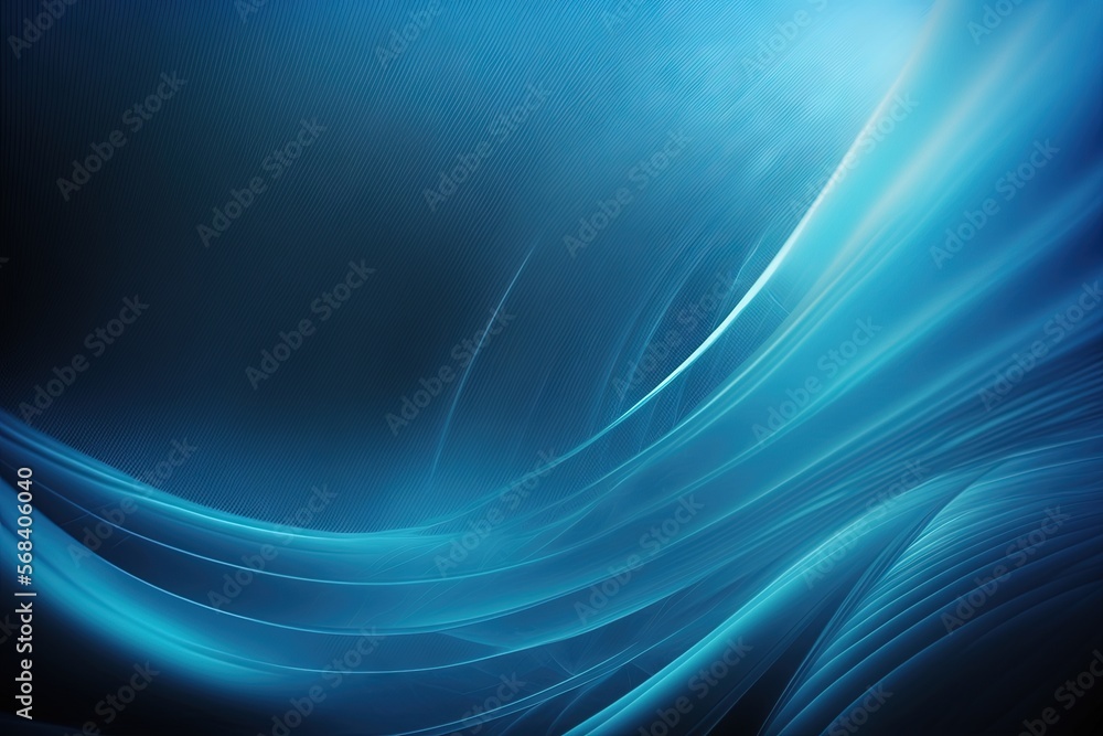 Poster a blue background with wavy lines and a black background with a white stripe on the bottom of the im