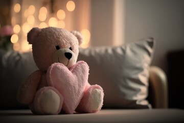 Teddy Bears with heart, St. Valentine's day, romantic atmosphere