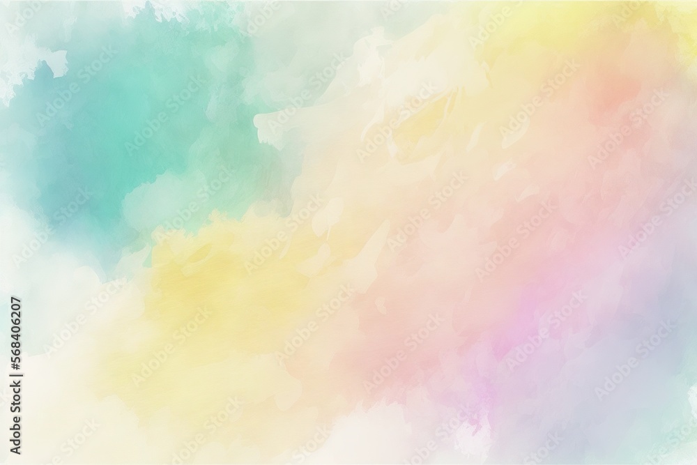 Poster a pastel colored background with a white border and a black border at the bottom of the image and a 