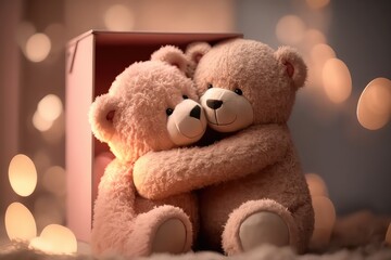 Teddy Bears with heart, St. Valentine's day, romantic atmosphere
