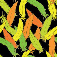 Seamless cartoon feather pattern in vector. For textile, wrapping paper, wallpaper, products, box