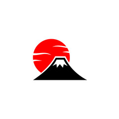 mount fuji logo or mount fuji icon vector isolated on white background. Illustration of Mount Fuji, Japan. Best mount fuji logo in elegant style. Mountain fujiyama logo for content about Japan.