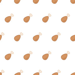Chicken legs are a regular simple vector seamless pattern. Background for fast food with chicken