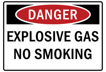 Flammable gas warning sign and labels explosive gas no smoking