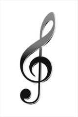 Fototapeta premium Silberner Notenschlüssel freigestellt Hintergrund transparent