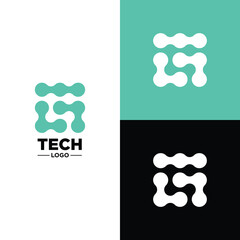 modern tech logo, colored green.