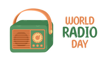 World radio day vector illustration. 13 February. Template for poster, banner, background design