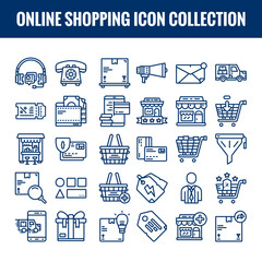 Online shopping icon collection. Editable Stroke. Pixel Perfect, E-Commerce Line Icons.
Shopping thin line vector,
shopping baskets, and online store Editable vector.