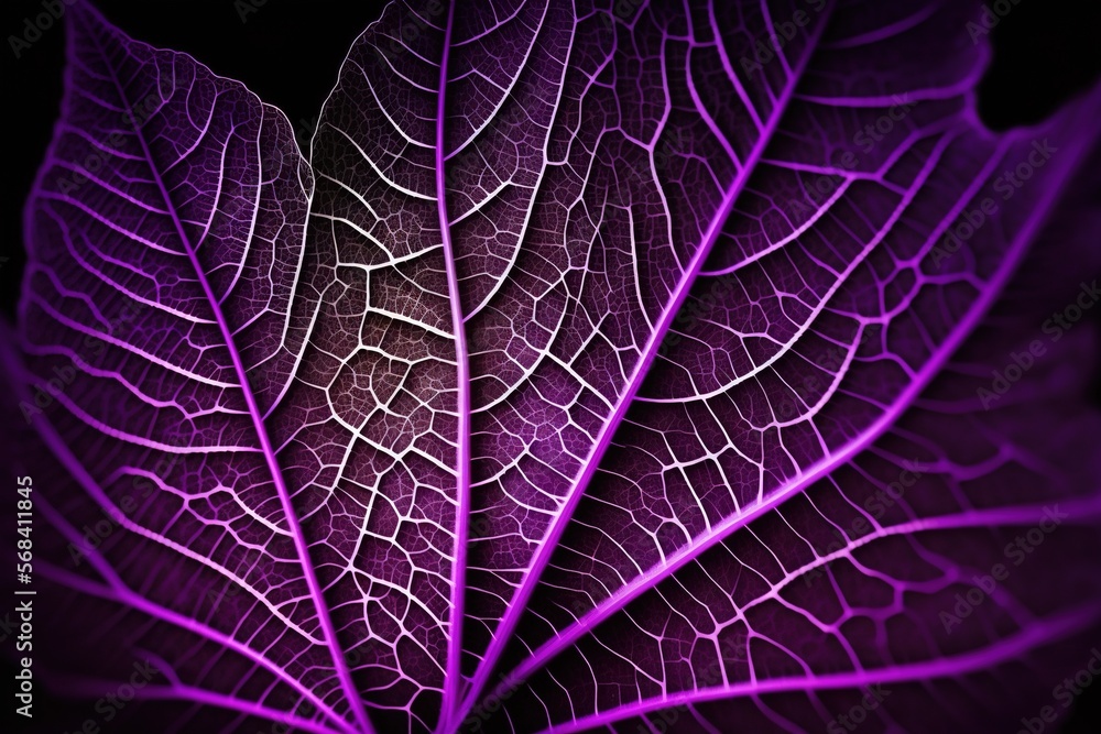 Aufkleber a close up of a purple leaf with a black background in the middle of the image is a close up of a pu