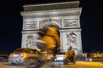 Traffic road of Champs-Elysess to Arc de Triomphe.