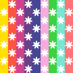 Seamless Pattern: white flowers on colorful background