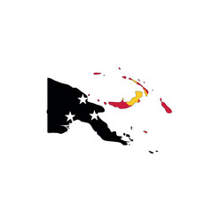 Papua New Guinea national flag in a shape of country map