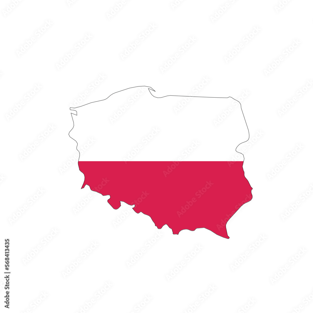 Wall mural poland national flag in a shape of country map - Wall murals