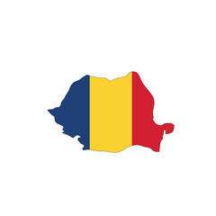 Romania national flag in a shape of country map