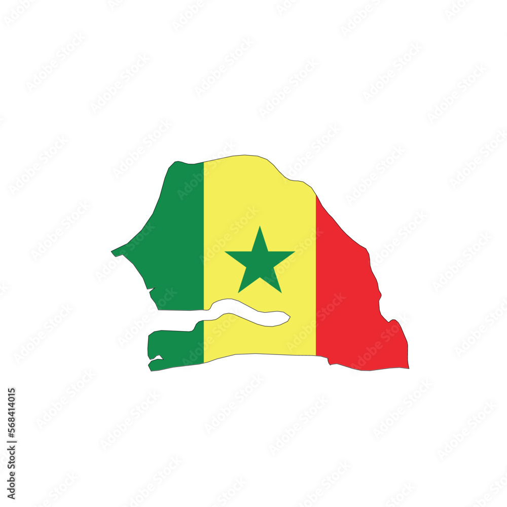 Canvas Prints senegal national flag in a shape of country map - Canvas Prints