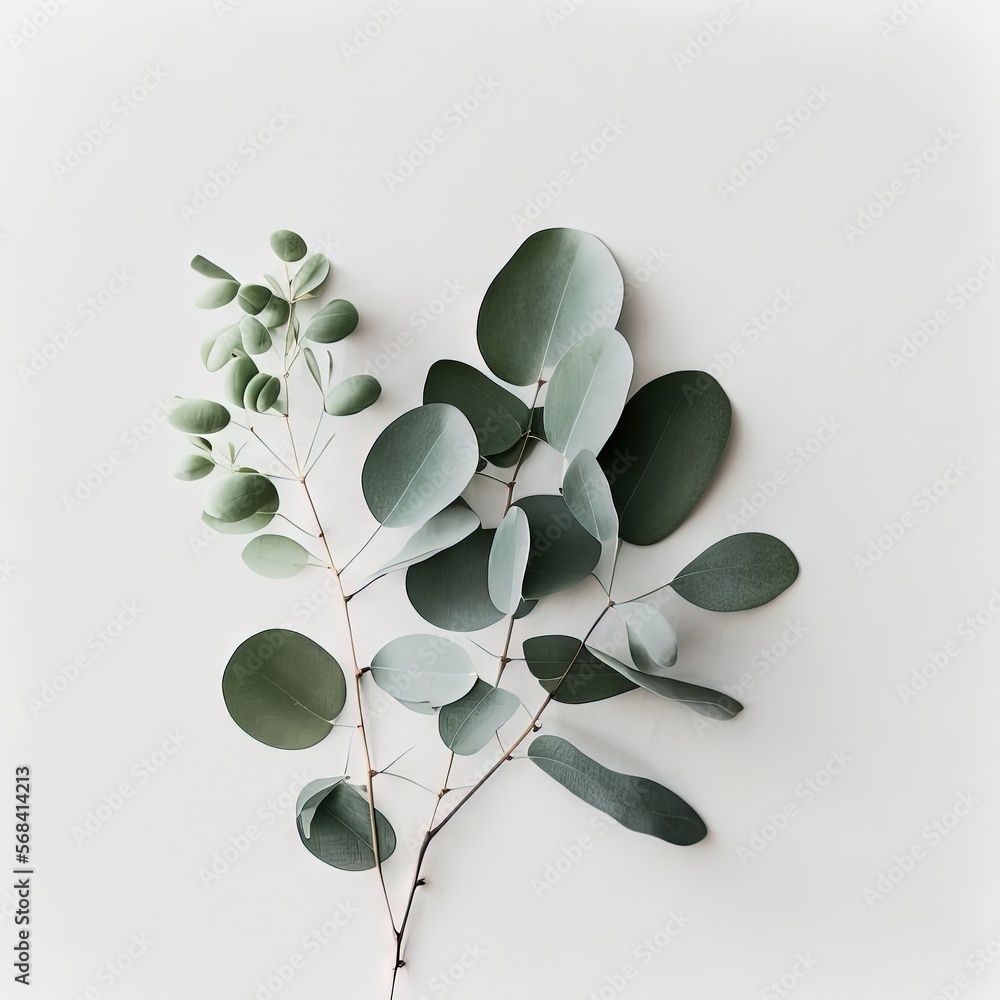 Poster a plant with green leaves on a white background with a white background and a white background with 
