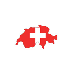 Switzerland national flag in a shape of country map