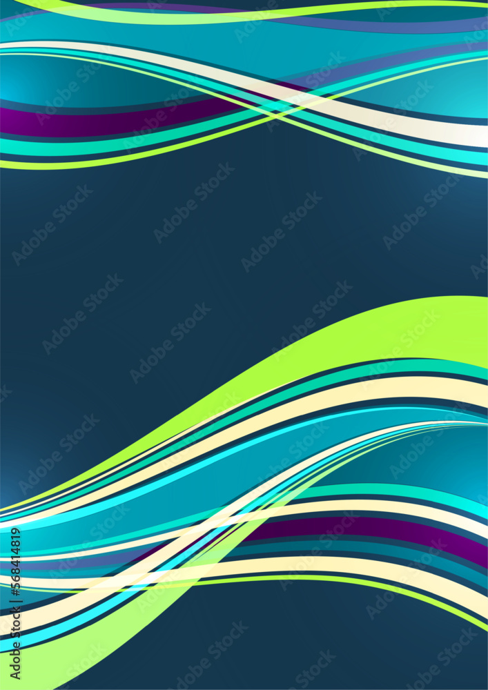 Poster bright overlapping flowing stripes and lines. modern design. vector
