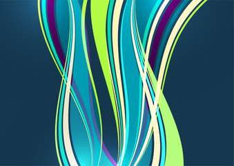 Bright overlapping flowing stripes and lines. Modern design. Vector