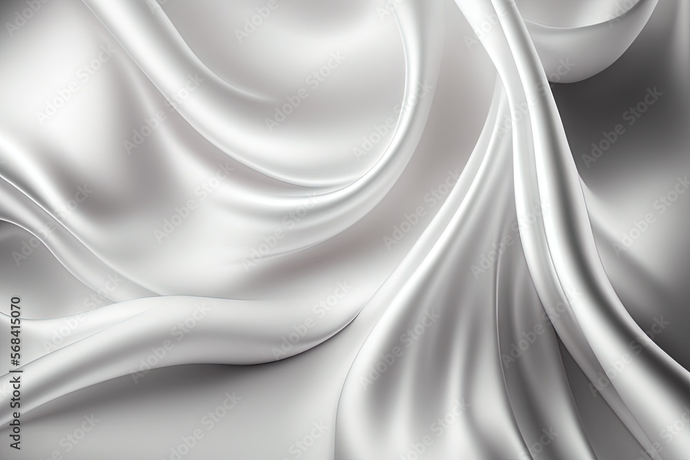 Poster a white silk fabric with a very wavy pattern on it's surface, as if it is blowing in the wind or blo