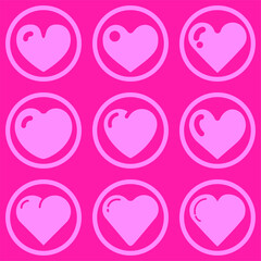 Set of heart vector icon. Valentine day heart vector illustration. Shiny gradient pink heart element design. Hearts graphic resource collection 