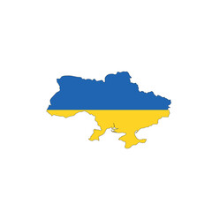 Ukraine national flag in a shape of country map